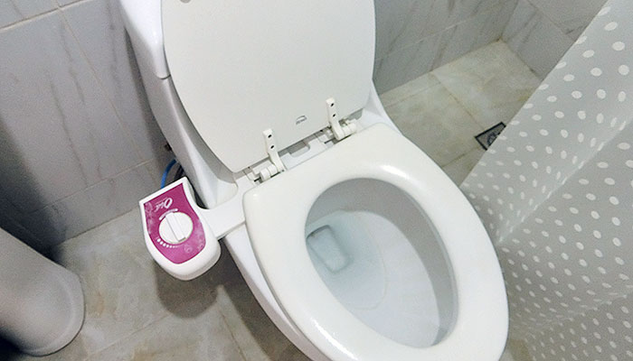 ウォシュレット付きのトイレ (トイレットペーパーは流せません)
