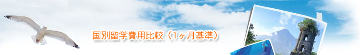 国別留学費用比較（1ヶ月基準）