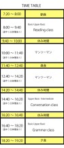 【授業】一日のタイムスケジュール (JIC　BAGUIO )