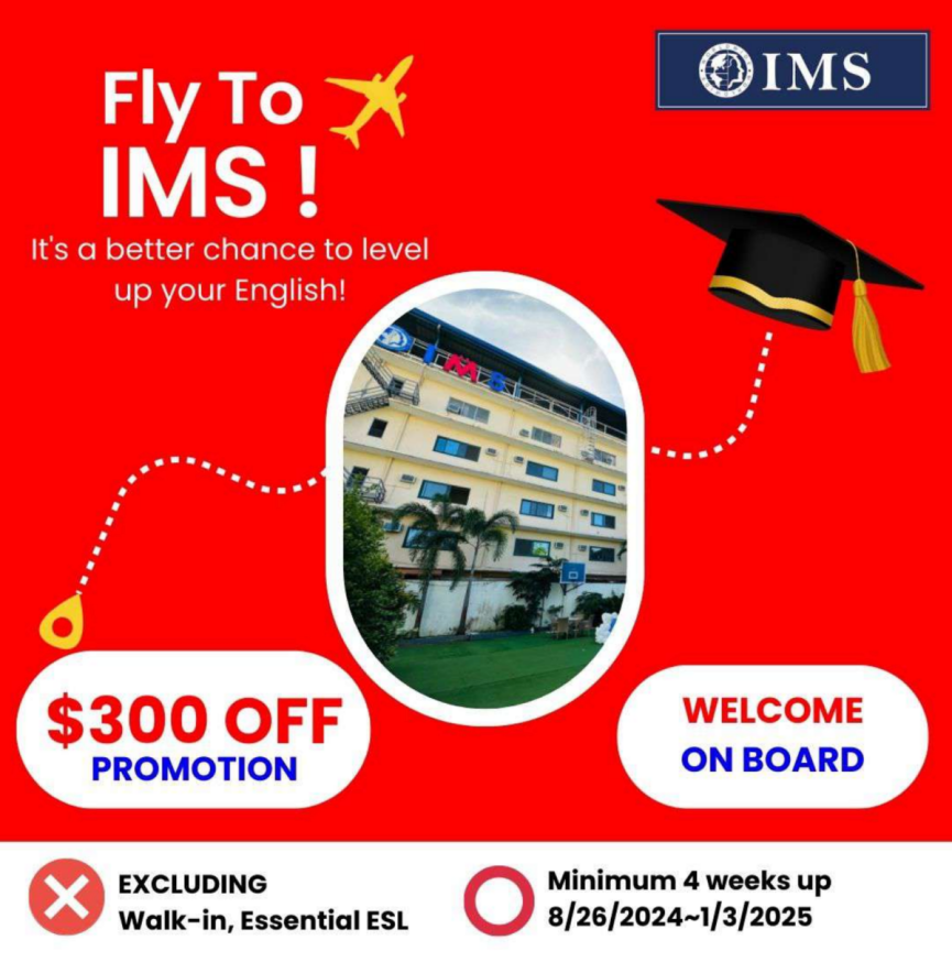 【セブ島IMS】4週間-$300割引!? - 0