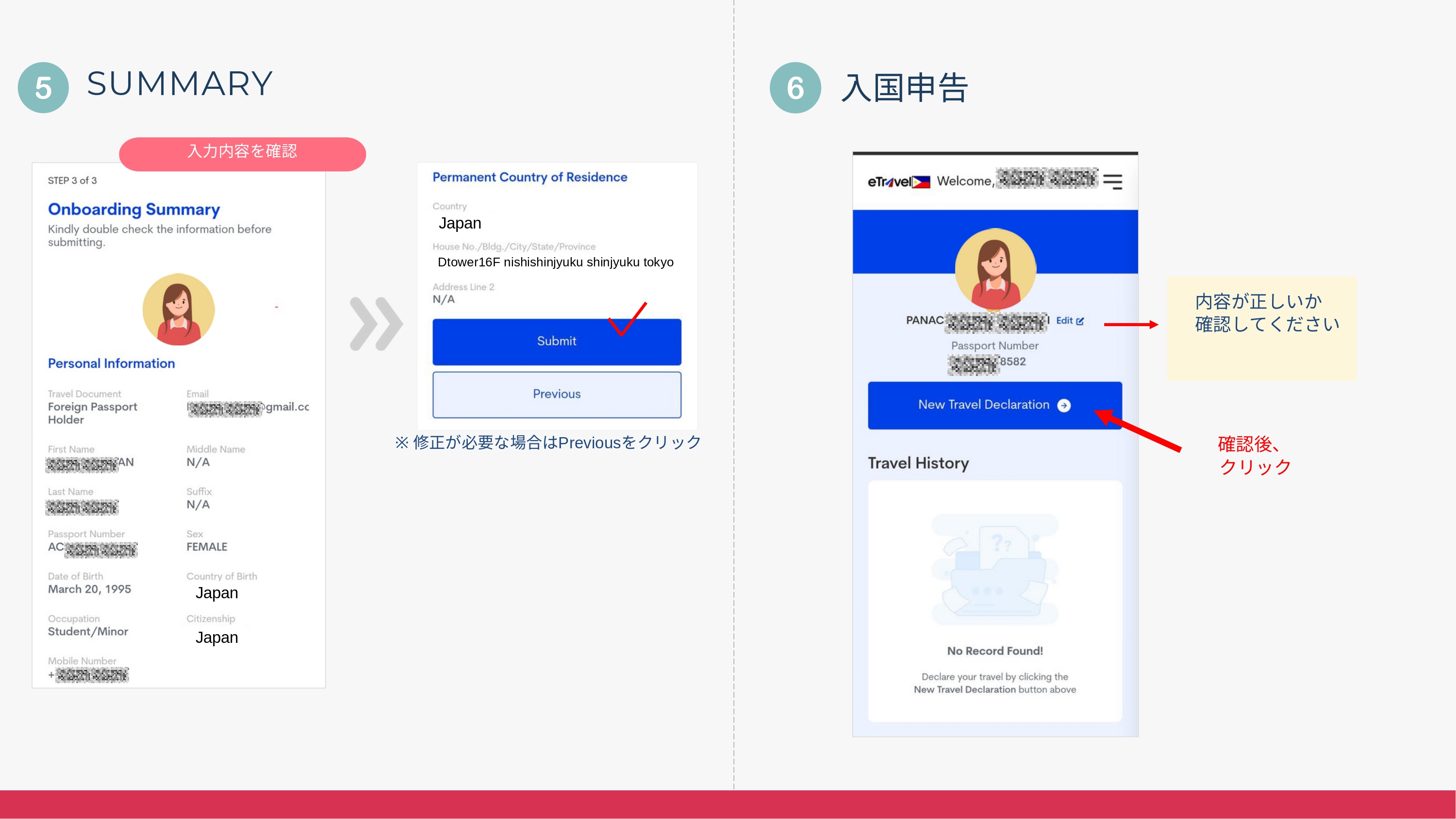 入国申告カード記載例(3)